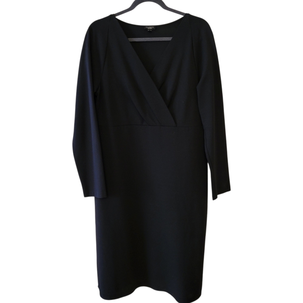 Talbots Black‎ Ponte Knit Long Sleeve Dress Size 16
